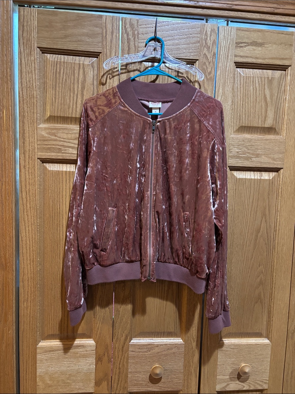 Mossimo Supply Co. Velvet Bomber Jacket in Dusty Mauve